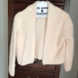 Blush colored crop angora sweater